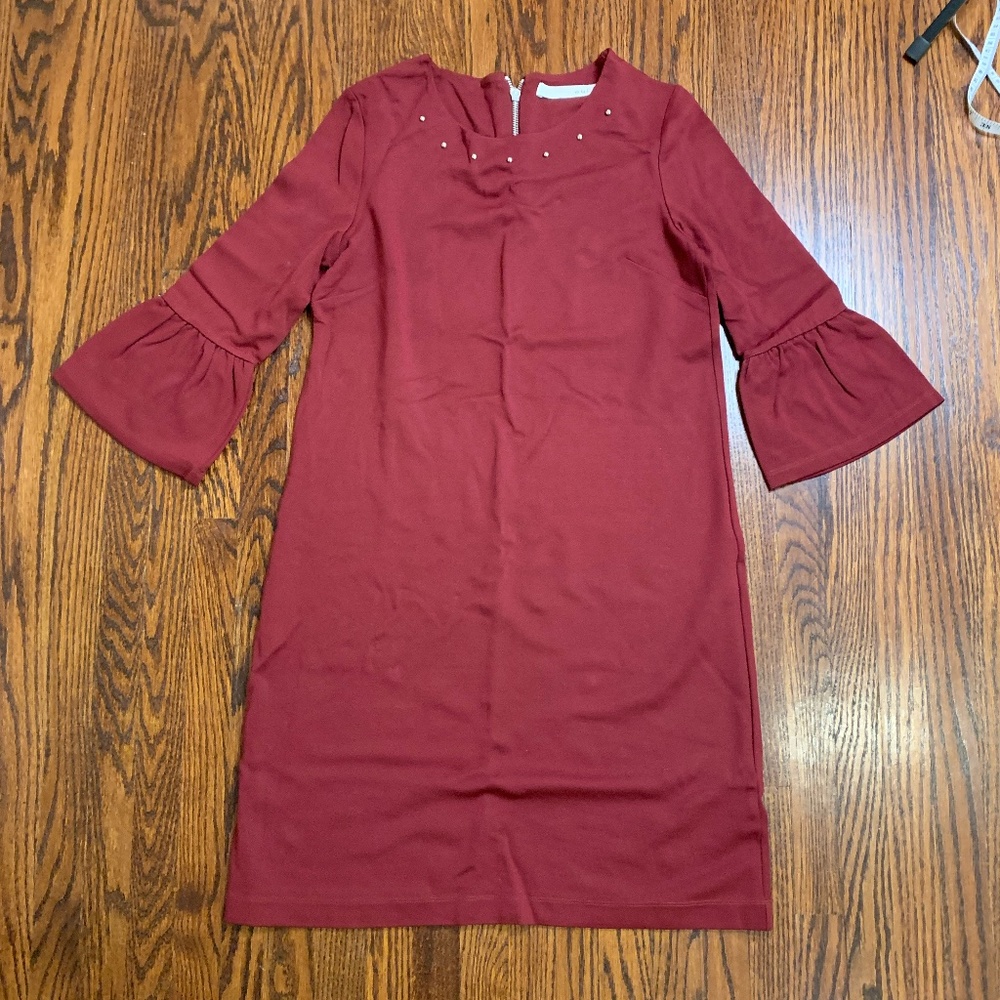 Oui Red Dress with Metallic Stud Details